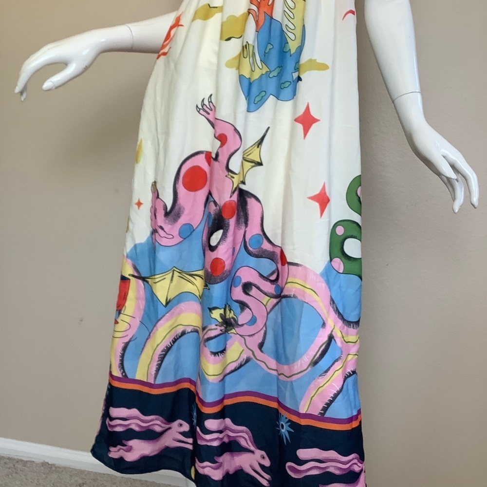 Akilina Printed Sleeveless Colorful Abstract Print Dress - Picture 5 of 13